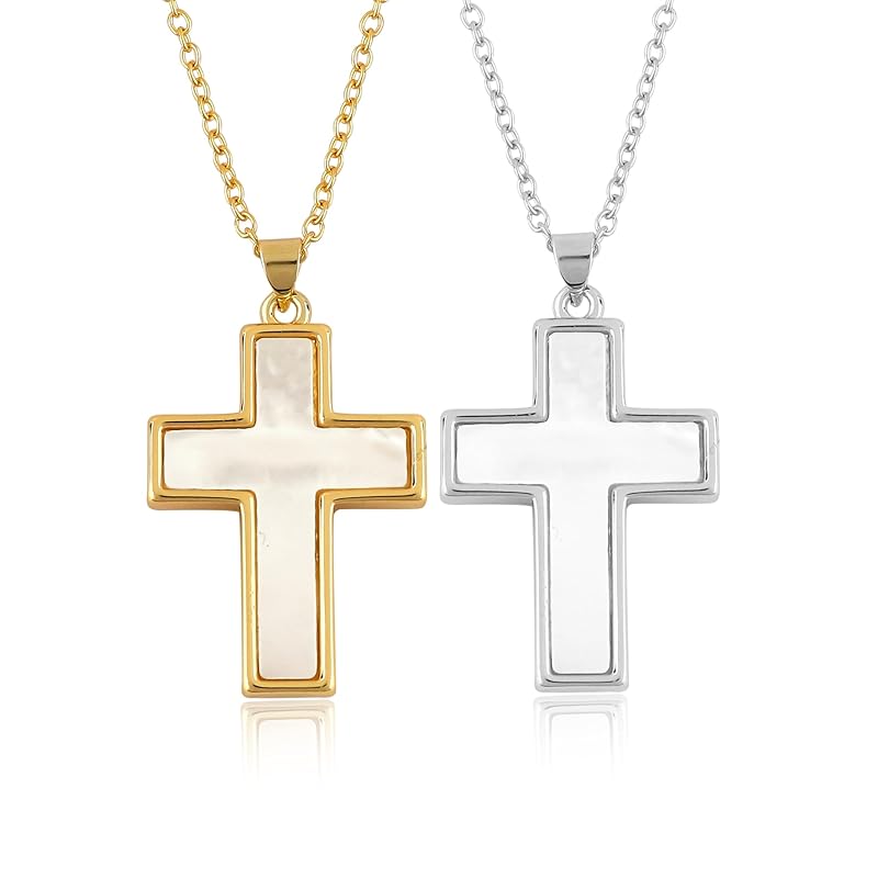 JOR Criss Cross Charm Pendant Necklace, Men & Women Unisex Jewelry, Dainty Gold & Silver Plated Chain Combo 18 inch (Pack of 2)