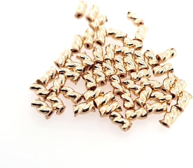 50pcs 14/20 Yellow Gold Filled Twist Tube Crimp Beads, 3 X 1.5MM, by CRAFT WIRE