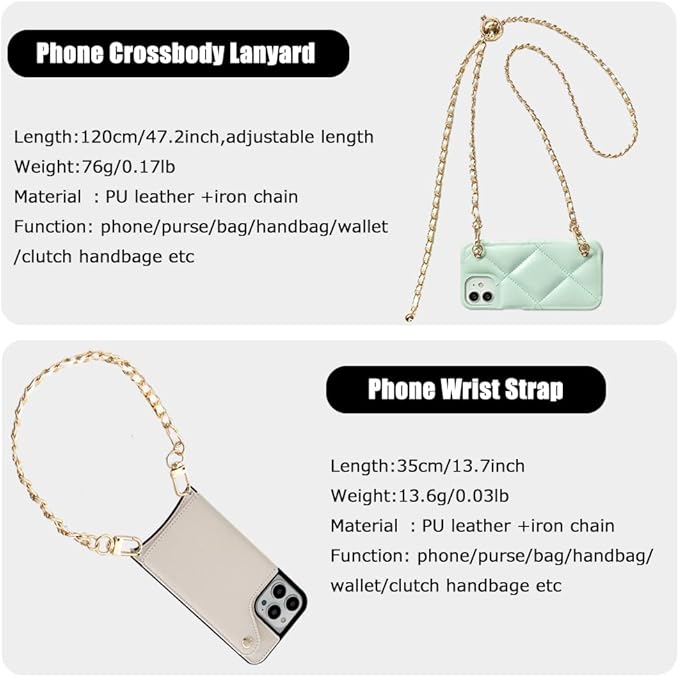 2Pcs Phone Crossbody Lanyard and Wrist Strap, Universal Cell Phone Lanyard Strap with 2Tether Tab