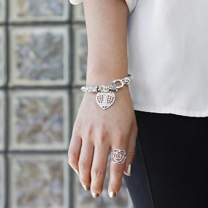 Inspired Silver - Silver Customized Charm Bracelet with Cubic Zirconia Jewelry