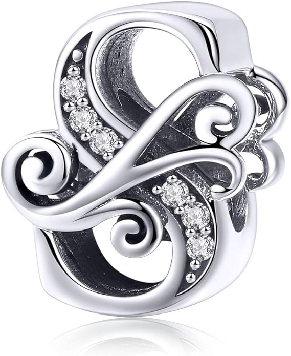 925 Sterling Silver Letter Charms for Pandora Bracelets Alphabet Initial Charms Beads Birthday Christmas Jewelry Gift for Women