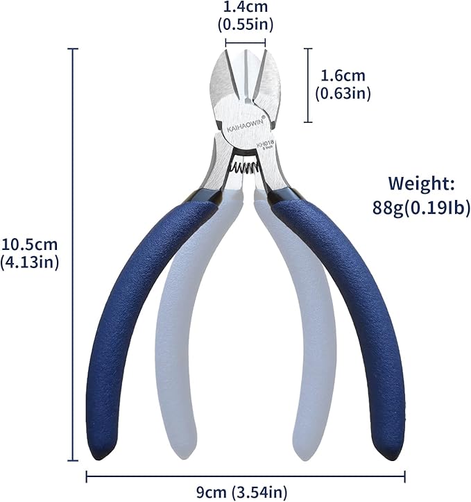 Wire Cutters 5 * 5 inch, KAIHAOWIN Flush Cutters Diagonal Cutters Side Cutters Precision Ultra Sharp Spring Loaded Wire Snips Clippers Dikes Cutting Pliers Small for Crafting Jewelry Making
