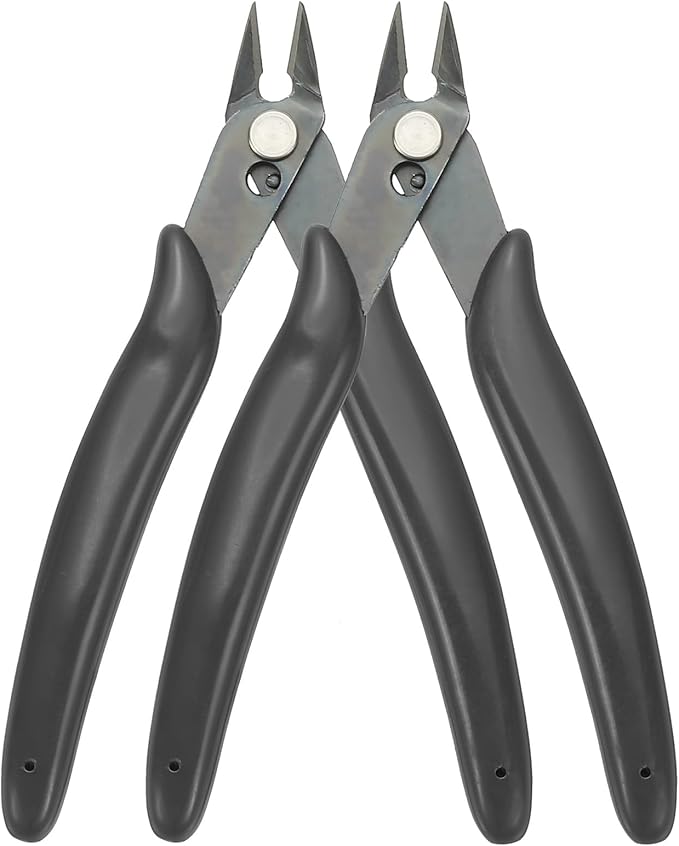 HARFINGTON 2pcs 5" Flush Cut Pliers Small Precision Wire Cutter Side Cutter Diagonal Cutting Pliers for Jewelry Model Electronic 3D Print, Black
