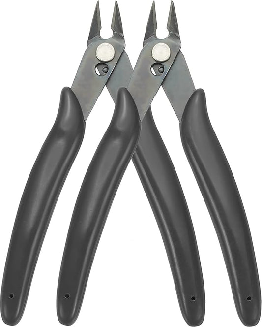 HARFINGTON 2pcs 5" Flush Cut Pliers Small Precision Wire Cutter Side Cutter Diagonal Cutting Pliers for Jewelry Model Electronic 3D Print, Black