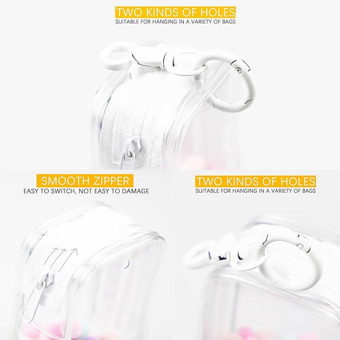 Clear Figure Display Bag with Keychain, Portable Small Doll Storage Bag Hanging Blind Box Organizer Zipper Closure, Dustproof Collectibles Display Case for Showing Off Blind Boxes, Mini Figures