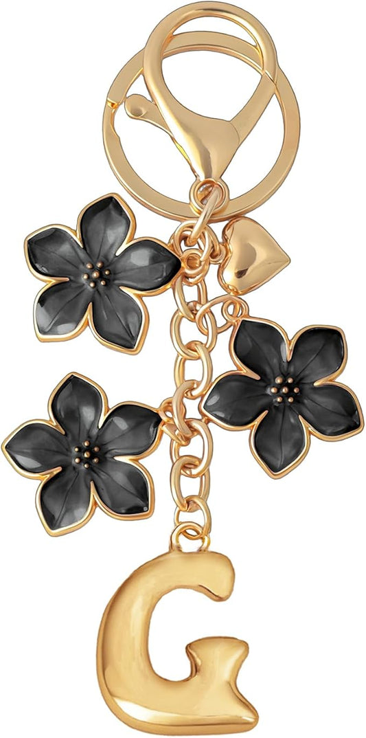 Snycler Bubble Initial Keychain Graceful Flower for bags car remote–A-Z Letter Charms for Women