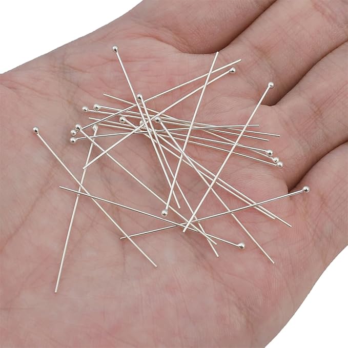 925 Sterling Silver Ball Head Pins 0.5x40mm 20pcs for Jewelry Making Findings