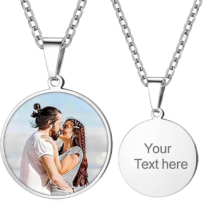 CLYLIFE Picture Necklace Personalized Photo,Custom Disc/Heart Pendant for Men Women Dad Mom Customized Necklace with Chain Photos Memorial Gifts for Mother's Day, Birthday, Anniversary