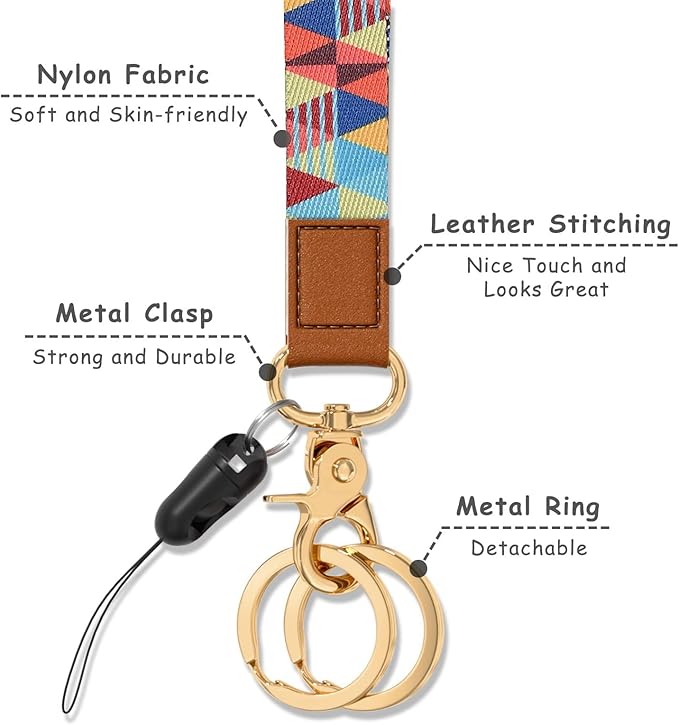 Cool Leopard Wristlet Keychain, Wrist Lanyard Key Chain For Women Men Car Keys Id Holder Card Phone Wallet Camera