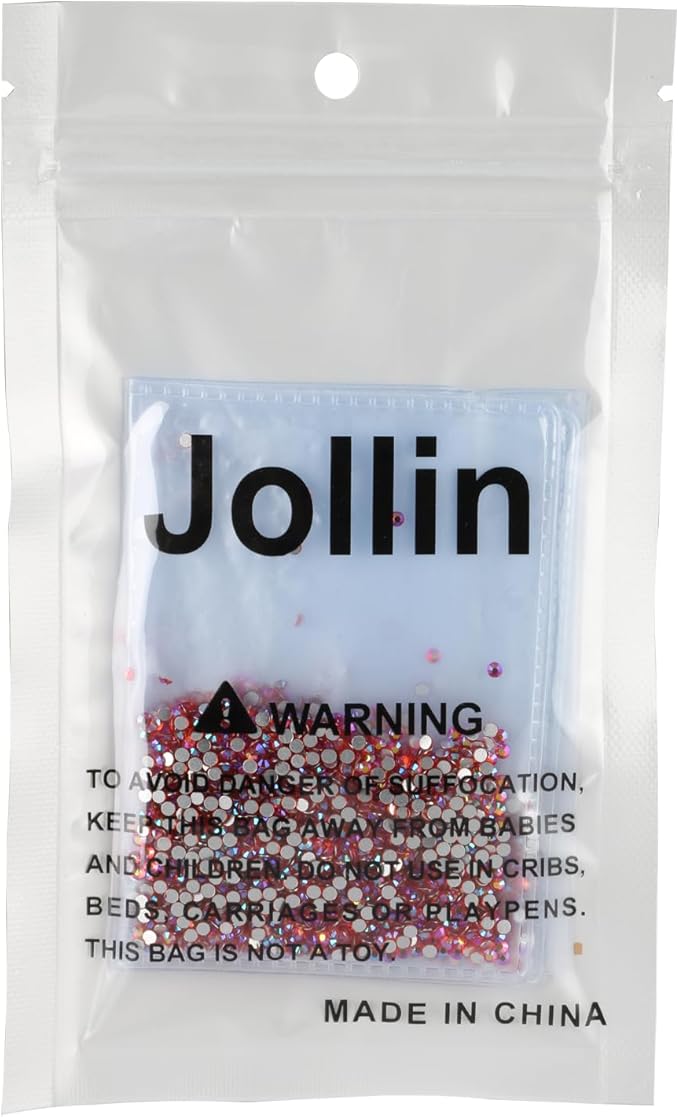 Jollin Glue Fix Crystal Flatback Rhinestones Glass Diamantes Gems for Nail Art Crafts Decorations Clothes Shoes(ss6 2880pcs, Red AB)