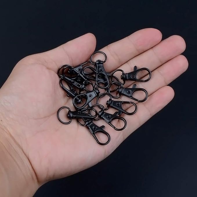 70PCS Swivel Snap Hooks with Key Rings, Metal Lobster Claw Clasp, Keychain Rings for Crafts(Gun Black, 1.25inch(32mm)