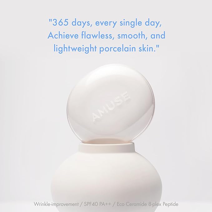 Amuse SEOUL Ceramic Skin Perfector Cushion Foundation (02 HEALTHY) | Long-lasting, Lightweight, Semi-matte, Flawless Coverage, Hypoallergenic, Vegan, Korean Beauty (15g / 0.52oz.)