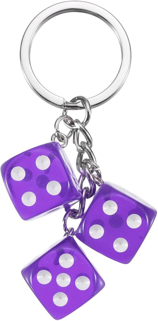 PATIKIL Lucky Dice Keychain Charm, Resin 3D Cube Square Mini Dice Keyrings with 3 Pendants for Bag