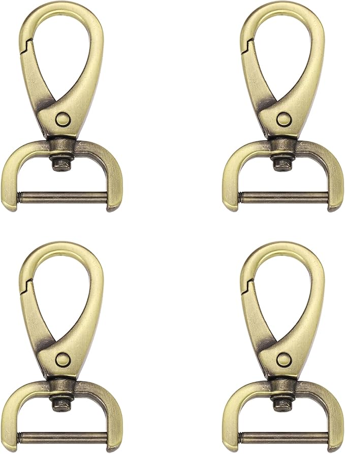 HARFINGTON 4pcs Detachable Snap Hook Swivel Clasp 3/4" (20mm) Zinc Alloy Lobster Claw Clasp for Keychain Lanyard Purse DIY Purse Strap, Light Brown