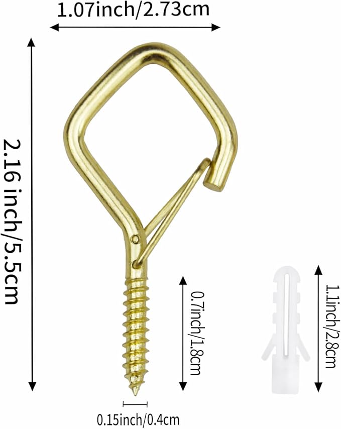 15 Pcs Gold Eye Hooks Screw Heavy Duty,Ceiling Hooks for Hanging Plants,String Lights,Cup,Wind Chime,Bird Feeders. Plant Hanger Indoor&Outdoor