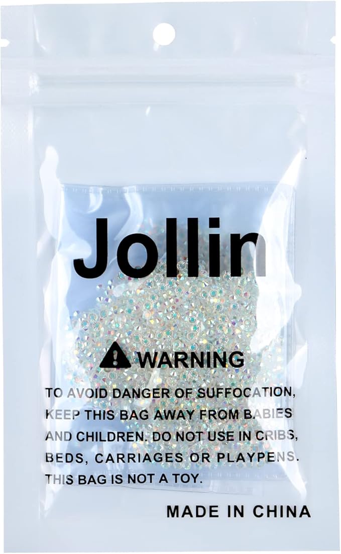 Jollin Glue Fix Crystal Flatback Rhinestones Glass Diamantes Gems for Nail Art Crafts Decorations Clothes Shoes(ss8 2880pcs, Transparent AB)