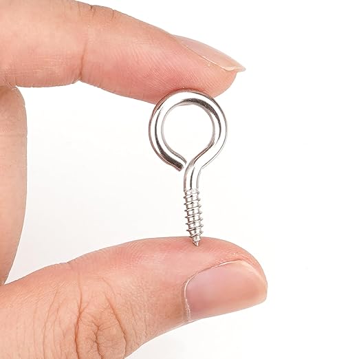 Aovchei Eye Screws, 50Pcs 1 Inch Long, 304 Stainless Steel Screw Hooks, Self Tapping Eye Bolts, Indoor & Outdoor for Hanging Artwork