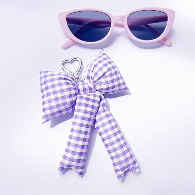 Pink Bow Keychain Bag Charms Y2K Bowknot Plaid Keychains Coquette Aesthetic Purse Handbag Backpacks Charms