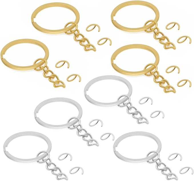 50Pcs Keychain Key Ring with Chain Bulk Split Key Chain,1.1 Inch Key Chains Parts with Open Jump Ring Connector for Jewelry Making Crafts (Mixed Colors)
