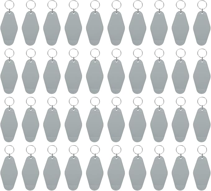 uxcell 40pcs Hotel Keychains Blank Vintage Plastic Rhombus Motel Keychains Hotel Key Tags Rings for DIY Luggage Labels