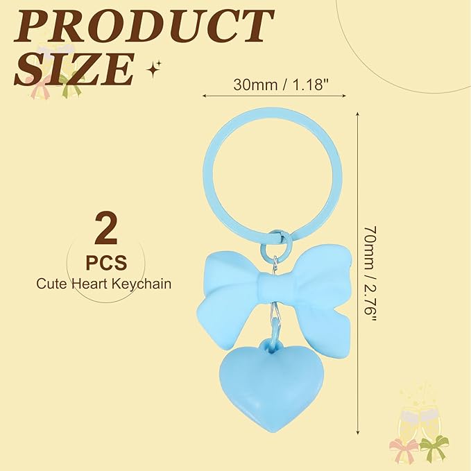 PATIKIL Cute Heart Keychain for Women, Bow Heart Purse Charm Bag Charm Accessories for Handbag Car Purse Backpack Wallet