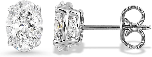 2/3 to 2 Carat Lab Grown Diamond Oval Stud Earrings for Women in 14k White or Yellow Gold (G-H Color, VS1-VS2 Clarity, cttw) 4-Prong Setting Push Back Studs by Carbon Atelier