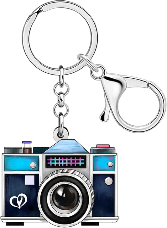 Acrylic Camera Keychain 70s 80s Accessories Nostalgia Photography Gifts for Photographer Women Girls Kids Purse Charms