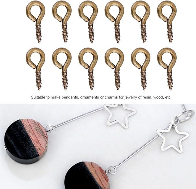 Pack of 200 Mini Eye Pins Hooks Eyelets Screw Hooks Threaded Bails Findings for Jewelry Pendant Making(Bronze)