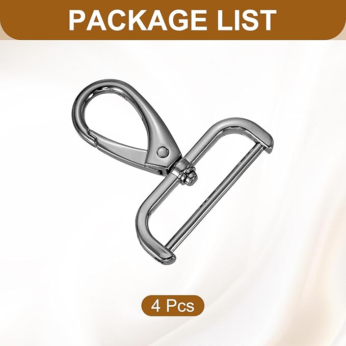 HARFINGTON 4pcs Detachable Snap Hook Swivel Clasp 1 1/2" (38mm) Zinc Alloy Lobster Claw Clasp for Keychain Lanyard Purse DIY Purse Strap, Gun Black