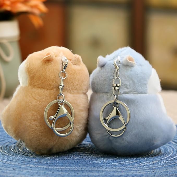 Cute Hamster Plush Keychain - Soft Small Hamster Bag Charm Accessory Adorable Key Holder for Backpack Handbag
