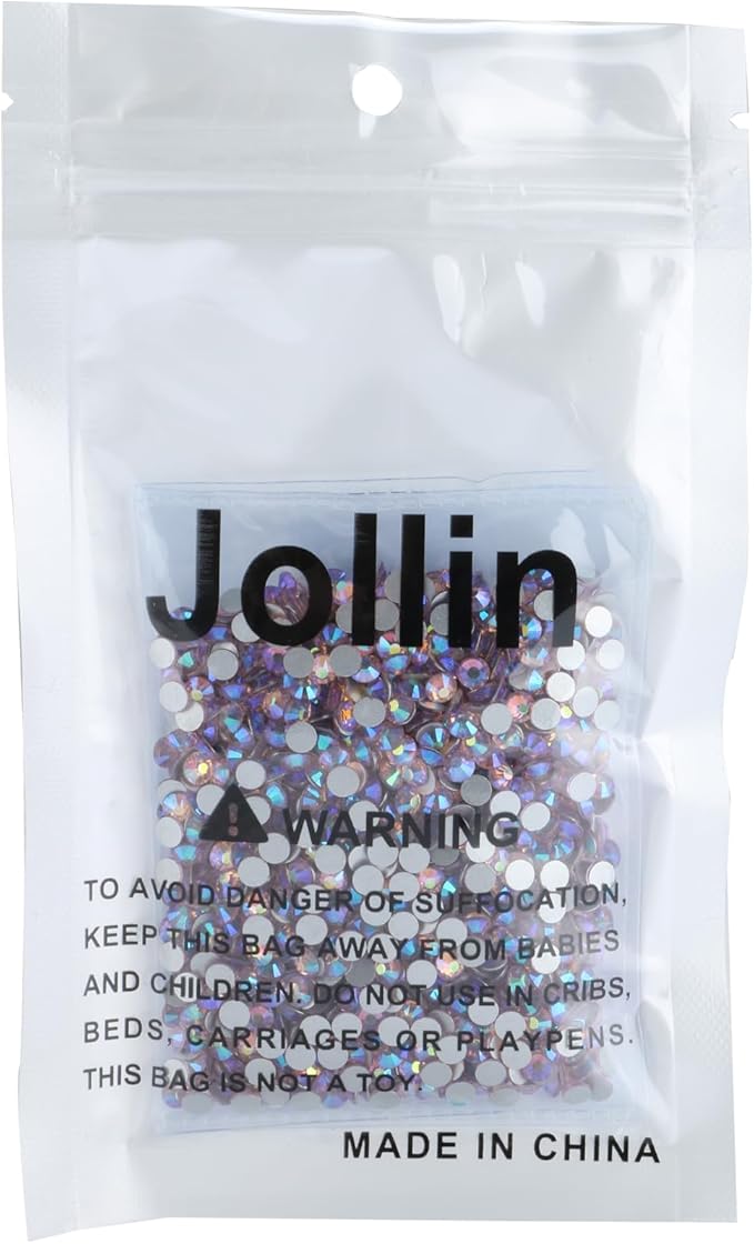 Jollin Glue Fix Crystal Flatback Rhinestones Glass Diamantes Gems for Crafting Nail Art Crafts Decorations Clothes Shoes 4.0mm (ss16 1440pcs, Pink AB)
