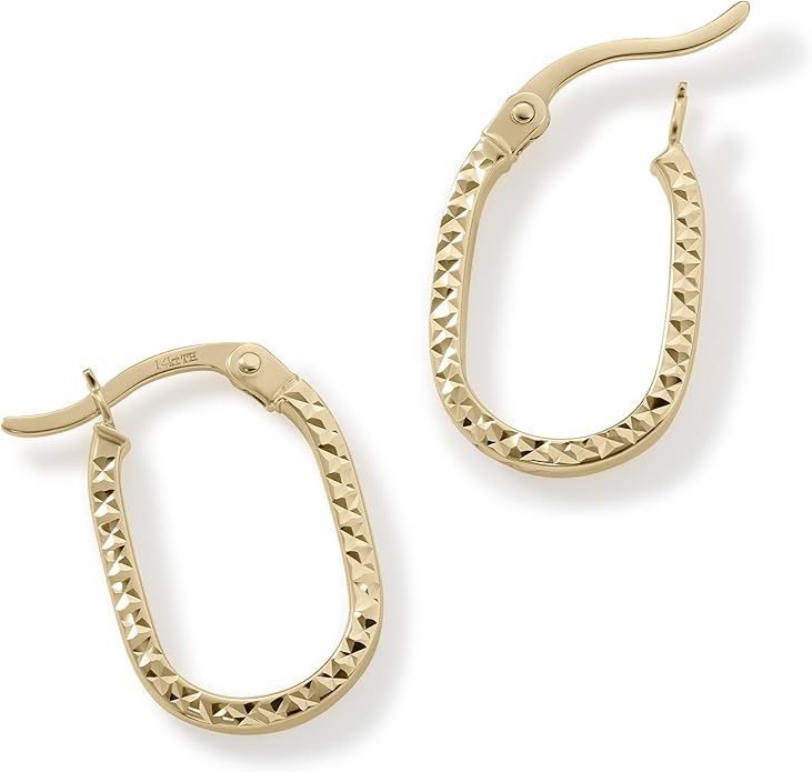 Paperclip Oval Hoops in Real 10K White Gold with a Diamond-Cut Finish | 30mm Length | Real Gold, Stamped for Authenticity
