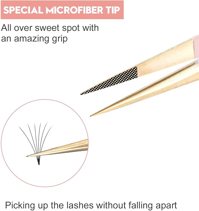 Ms.Queen Straight Tweezers for Eyelash Extensions,Fiber Tip Pointed Isolation Lashing Tweezers