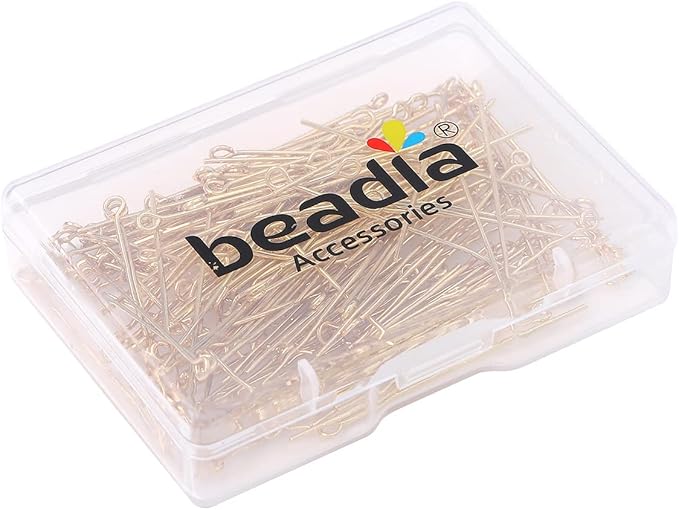 14K Gold Plated Open Eye Pins Non Tarnish 40mm 150pcs for Jewelry Making Findings
