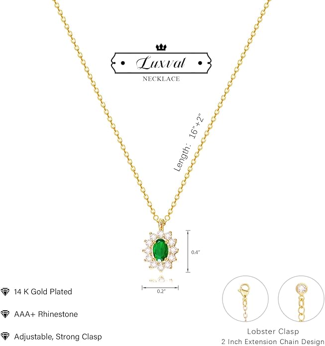 Luxval Diamond Pendant Gold Necklace for Women，Dainty 18k Gold Plated Choker Necklaces Simple Gold Jewelry Gifts for Women Girls