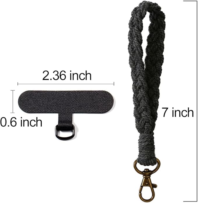 Boho Macrame Phone Wrist Strap, Cell Phone Lanyard with Tether Tab, Keychain Wristlet Charm, Anti-Loss Phone Chain