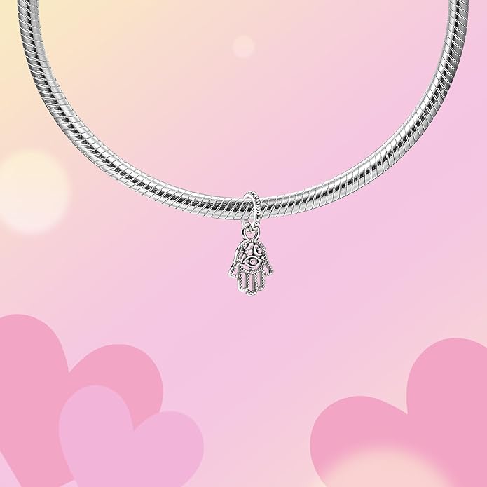 Hamsa Hand Dragon Bible Cross Prayer Charm 925 Sterling Silver Charms Fits Women's Charm Bracelet and Necklace Bead Charms Jewelry Gifts for Sister Friend