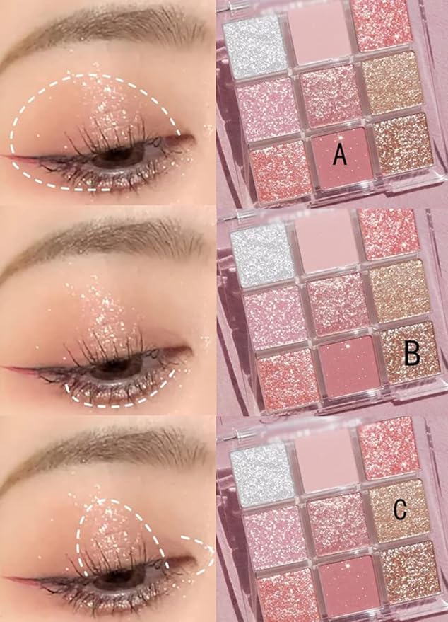 Kayswang 9 colors glitter eyeshadow palette makeup palette matte high pigment color cream texture natural eye shadow powder eye shadow palette in autumn and winter long lasting and waterproof (gold)