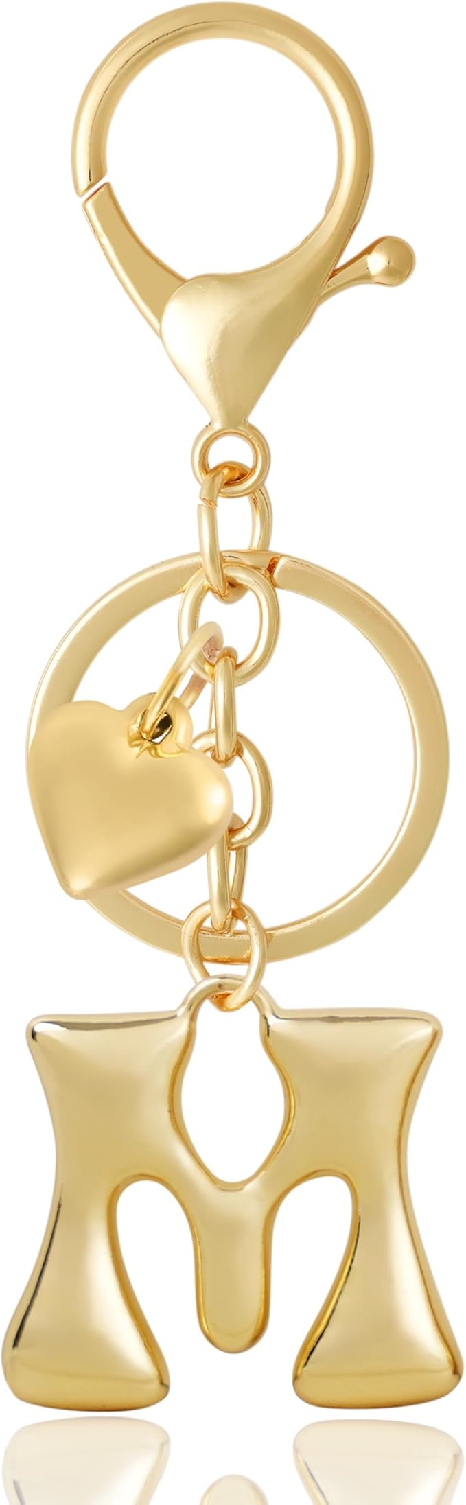 Heart Bubble Letter Keychain for Women, Girls - Cute Keychain with Initial - Alphabet Keychain for Bag Charm, Handbag