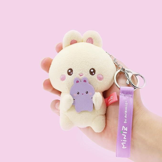 Anirollz Miniz Plush Charm Cute Stuffed Animal Keychain Kawaii Mini Bag Accessory Collectible Pocket Toy for Kids & Adults