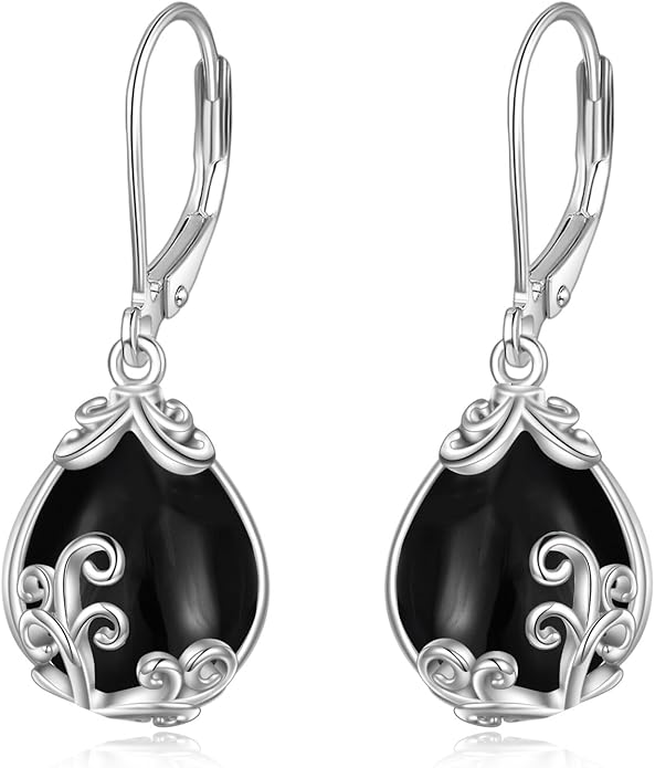 POPLYKE Celtic Filigree Teardrop Drop Dangle Earrings Sterling Silver Leverback Earrings Jewelry for Women