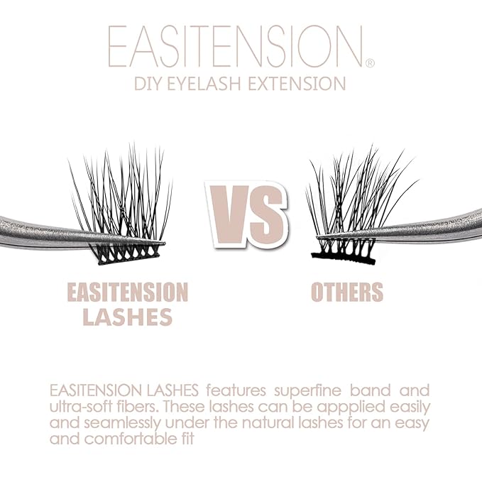 DIY Eyelash Extension, 3D Effect Glue Bonded Band Individual Lash 12 Clusters Volume Lashes Set, Home Eyelash Extension, C curl Lashes Pack (16MM)