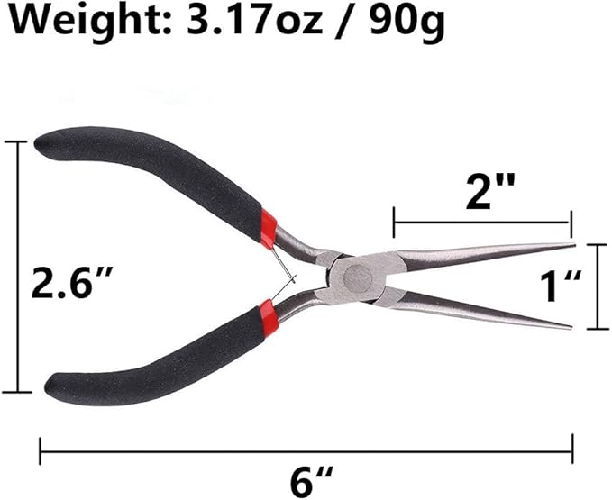 2Pcs Extra Long Needle Nose Pliers Precision Wire Plier Repair Tool (6-Inch)