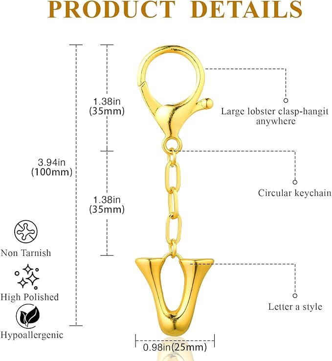VICKHU Gold Plated Bubble Initial Letter Cute Keychain for Women Car Key Purse Decorative Keyring Handbag Charms Fashion