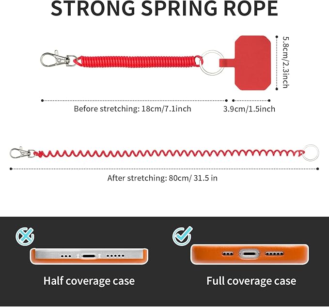 Phone Tether Lanyard Anti Theft Phone Strap with Carabiner Anti-Drop Outdoor Skiing Hiking Cycling Fishing Climbing fit iPhone and Most Cell Phones (Black+Red)