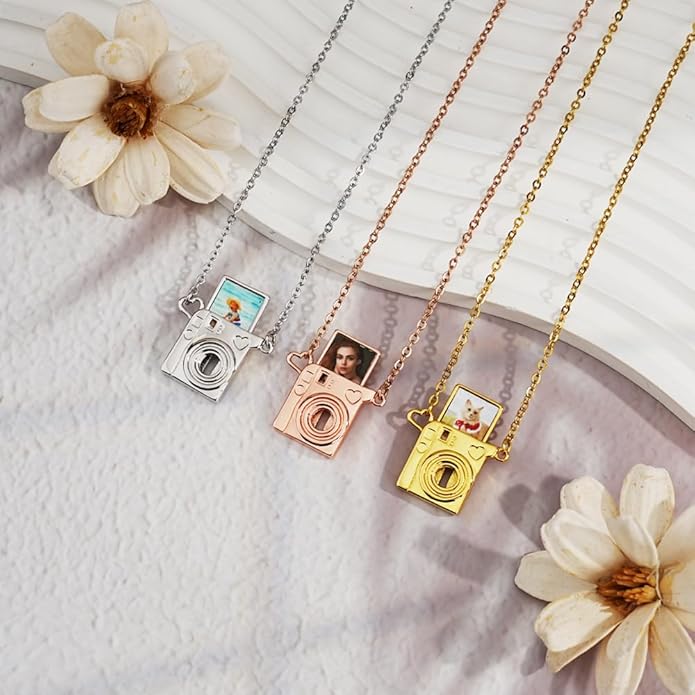 Personalized Stylish Mini Camera Necklace, Custom Picture Locket Pendant Necklace,Memorial Jewelry Gift for Photography Lovers