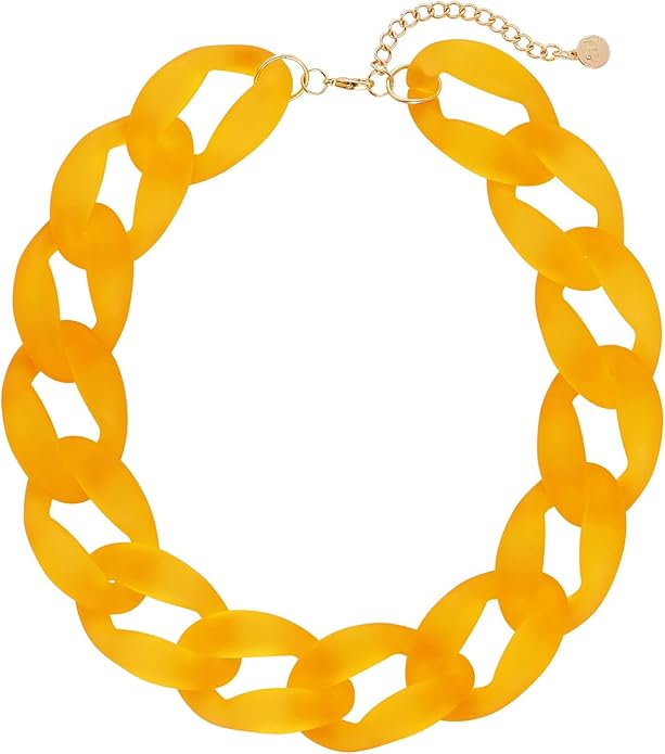 Firstmeet Chunky Acrylic Necklace Smooth Chain Link Cool Statement Choker Cuban Style Jewelry Gift for Women
