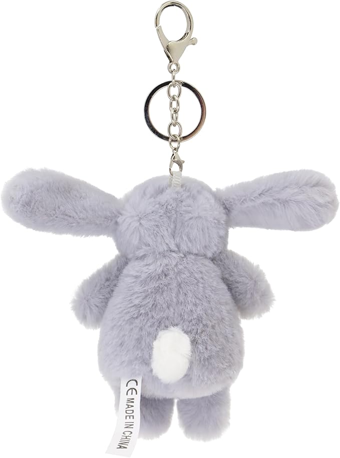Cute 3.5" Bunny Bag Charm, Fluffy Rabbit Plush Keychain Purse Decoration, Great Gift for Women Girls