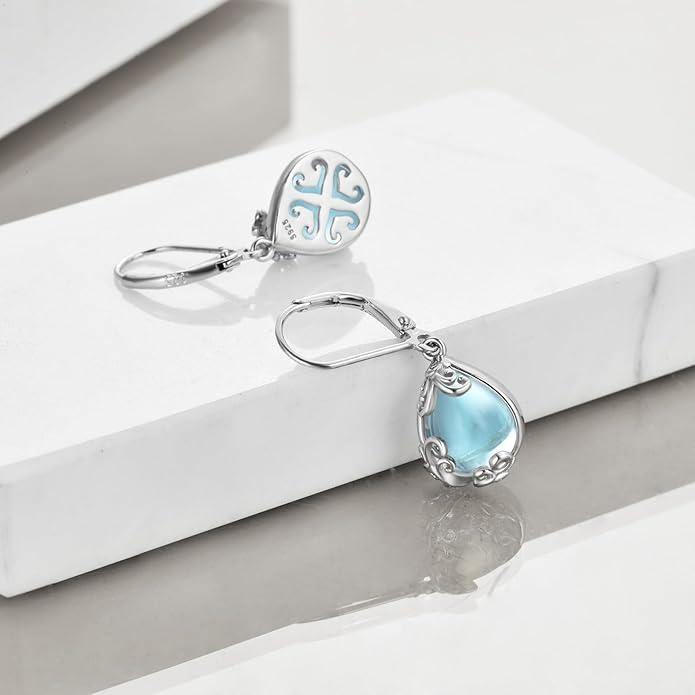POPLYKE Celtic Filigree Teardrop Drop Dangle Earrings Sterling Silver Leverback Earrings Jewelry for Women