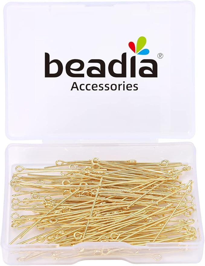 14K Gold Plated Open Eye Pins Non Tarnish 35mm 150pcs for Jewelry Making Findings